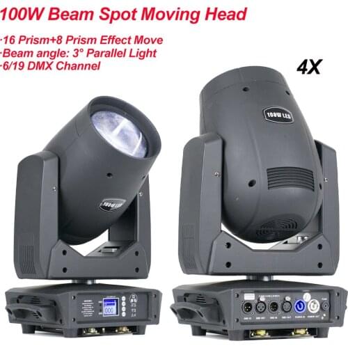 4Pcs/Lot Professional Parallel Light Beam Stage Lighting 100W LED Beam Spot 2IN1 Moving Head Light DJ Nightclub Party Concert