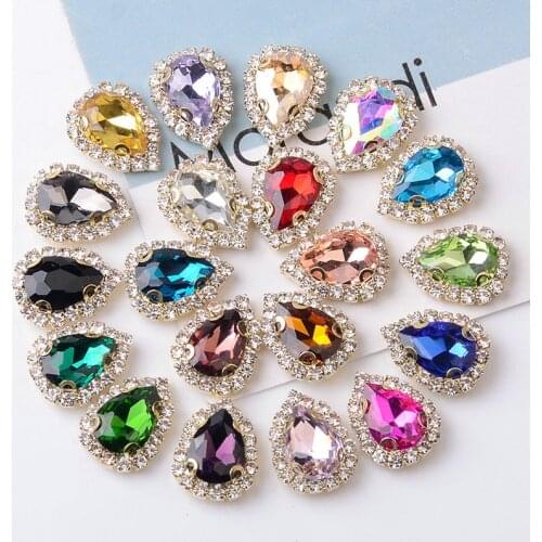 5 pcs Alloy Rhinestone diamond buckle Hand sewn Water drop diamond jewelry buckle accessories diy bride clothing bag materials
