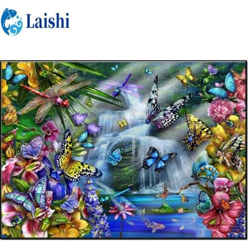 Diamond Painting Natural scenery, waterfall, butterfly Set Hobby Art 5D DIY Full Drill Square Round Mosaic Home Decoration