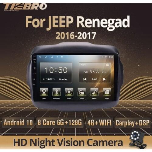 Tiebro 2DIN Android10.0 Car Radio For JEEP Renegade 2016-2017 2 Din Car Multimedia Player 2din DVD Player GPS Navigation Carplay
