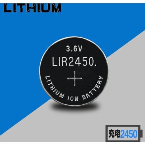 Mercury free 3.6V LIR2450 LIR 2450 Rechargeable CMOS BIOS Button Coin Cell lion Lithium Ion Battery can be replace CR2450 10pcs