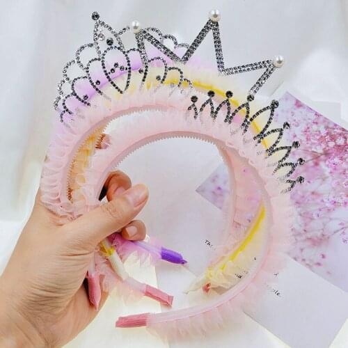Childrens Lace crown hair band Childrens crown headdress Princess Korean girl hair clip baby hair ornament