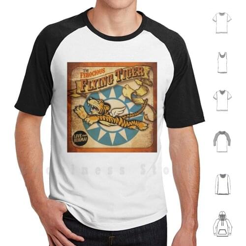 " Flying Tiger " Vintage T Shirt DIY Cotton Big Size S-6xl World War 2 Planes Airplane Air Force Army Fighter Flying Tiger
