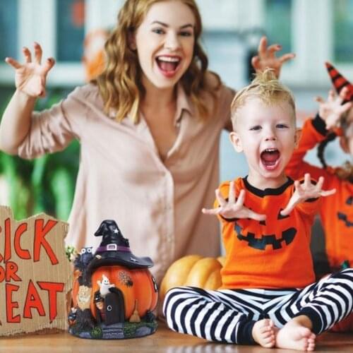 Halloween witch pumpkin house decoration ornaments luminous resin crafts holiday gifts funny gift