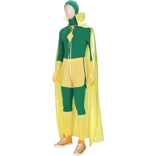 Superhero Vision Victor Shade Cosplay Costume Wanda Vision Vision Cosplay Costume Jumpsuit Cloak Outfits Halloween Carnival Suit