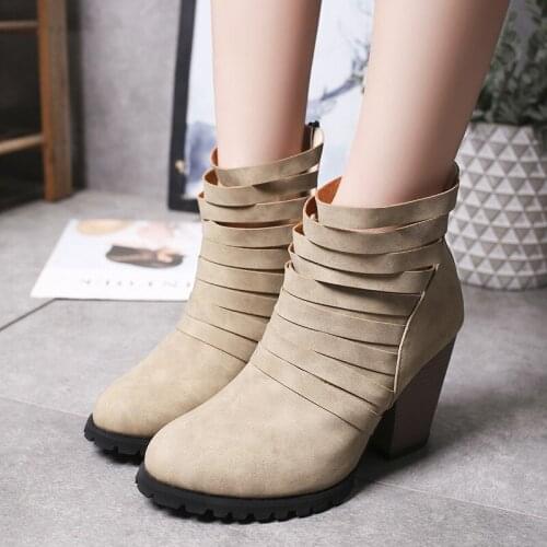 Fashion Spring Autumn Women Boots Soft Leather Platform High Heels Woman Pump Shoes Women Plus Size Casual Ankle Boots 34-43