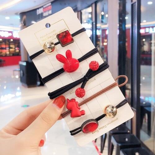 New Woment Girls Elegant Square Round Crystal Elastic Hair Bands Lady Cute Rabbit Unicorn Rubber Bands Female Hair Accessories