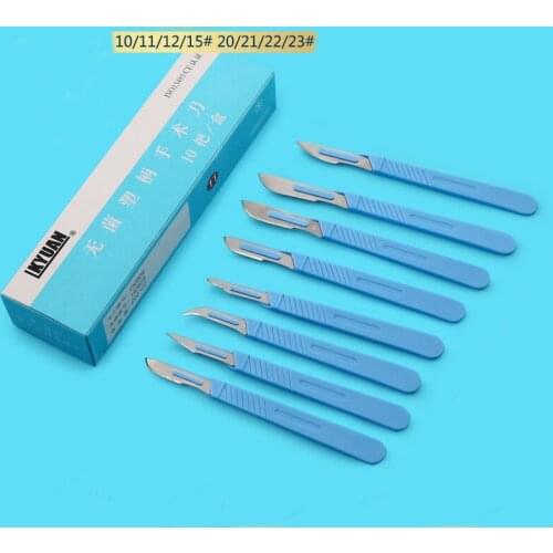 Kaiyuan disposable sterile plastic handle knife high quality carbon steel blade beauty plastic tool