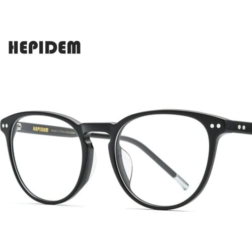 HEPIDEM Acetate Optical Glasses Frame Men Retro Vintage Round Eyeglasses Nerd Women Prescription Spectacles Myopia Eyewear 9139