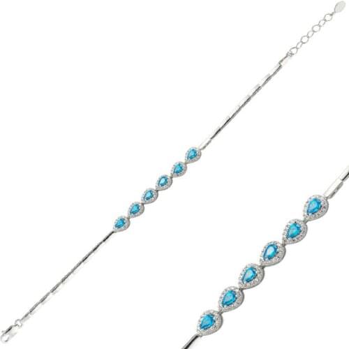 Original 925 Sterling Silver Blue Stone with, Wristband for Women , Stylish, Aesthetic and Flashy, bracelet Types for Women