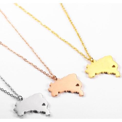 Brazil map necklace for women choker on the neck pendant necklace stainless steel simple chain necklace jewellery 2020 wholesale