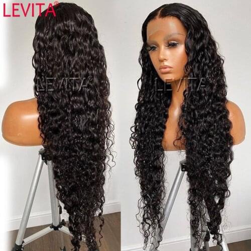 Long hair wig 28 30 inch water wave lace front wig 4x4 lace closure wig Brazilian lace front Human Hair Wigs for black women