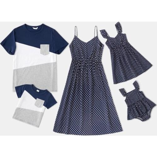 PatPat Mosaic 100% Cotton Polka Dots and Color Block Family Matching Sets