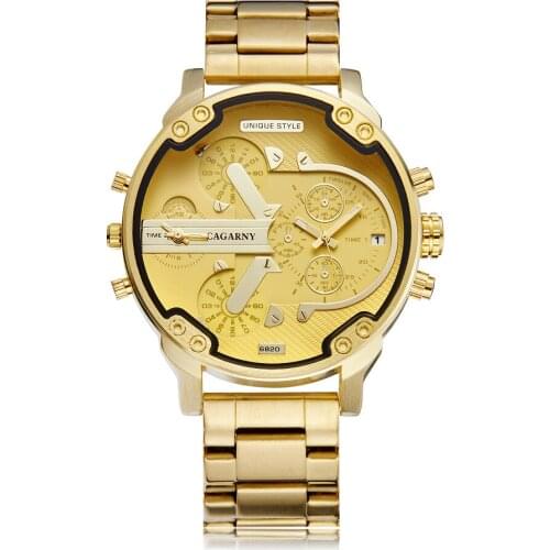 Drop Shipping 2 Time Zone Military Relogio Masculino Luxury Brand Cagarny Quartz Watch Men Date Mens Watches relojes hombre 2020