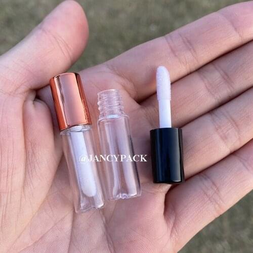 1.2ML Rose Gold DIY Empty Lip Gloss Tube,Lip Balm Tube Container With Cap,Round mini lipgloss bottle Plastic Lipstick Container