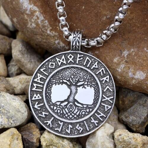 Norse Vikings Runes Amulet Pendant Necklace The Tree of Life Runes PENDANT Necklace Nordic Talisman