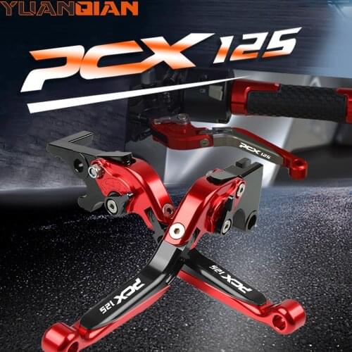 For HONDA PCX125 PCX 125 Motorcycle Scooter Extendable Folding Adjustable CNC Brake Clutch Levers Handle lever With PCX125 LOGO