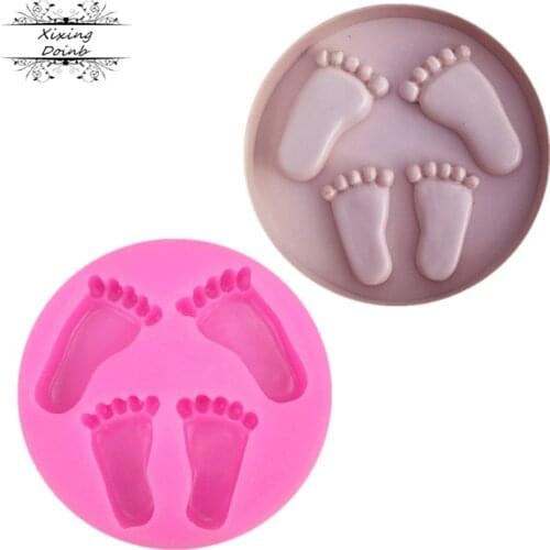 DIY footprint foot shape silicone mold fudge chocolate cake decoration Tools Kitchen Baking supplies