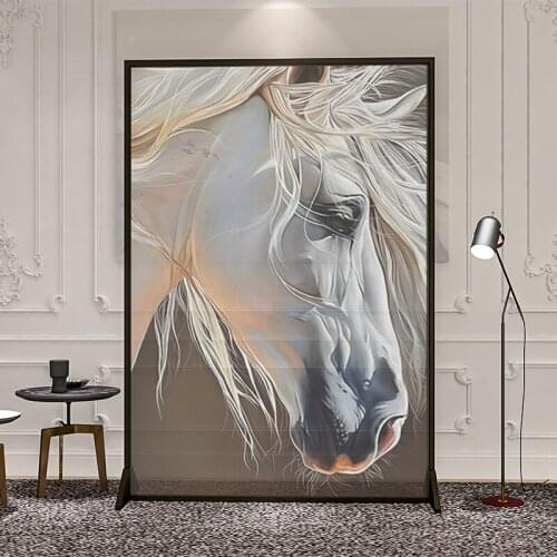 Nordic Light Luxury Abstract Art Screen Partition Living Room Entrance Blocking Mobile Metal Screen Horse