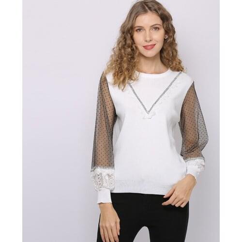 Sweaters for Women Pullover Womens Spring 2021 New See-through Top Chiffon Knitwear Womens Clothing Dropshipping