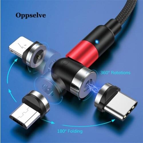 Roating Magnetic Charger Cable USB Cable Fast Charging Magnet Cable Micro USB Cable For iPhone Huawei Android Phone Fast Charger