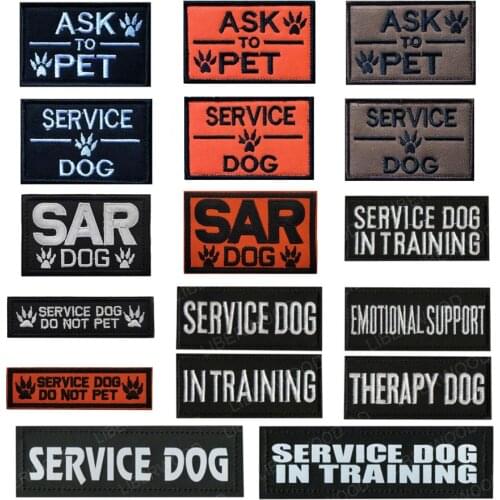 Service Therapy Dog in Training Embroidered Patch Badge Emblem Applique for Harness Vest Patches for Working Dogs Patch Militari