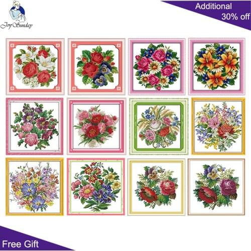 Joy Sunday A Bouquet Of Flowers Home Decor H095H096H418H419H481H605H709H747H748H781H784H785 Counted Stamped Blossom Cross Stitch