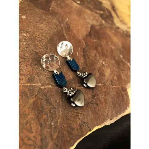 Dr Stone Natural Stone Women Hematite Stone Rose Gold Plated Earrings KRB 439800263