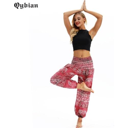 Qybian Women Harem Pants High Waist Boho Pant Pantalon Mujer Loose Bohemian Waist Retro elephant Pant with Pocket