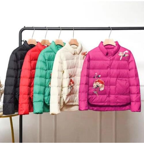 SEDUTMO Winter Embroidery Duck Down Jackets Women Oversize Short Coat Autumn Casual Puffer Jacket Parkas ED1496