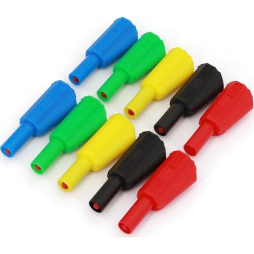 10Pcs Red and Black Fully Safety Insulated 4mm Male Stackable Banana Plug Solder Type DIY Connector