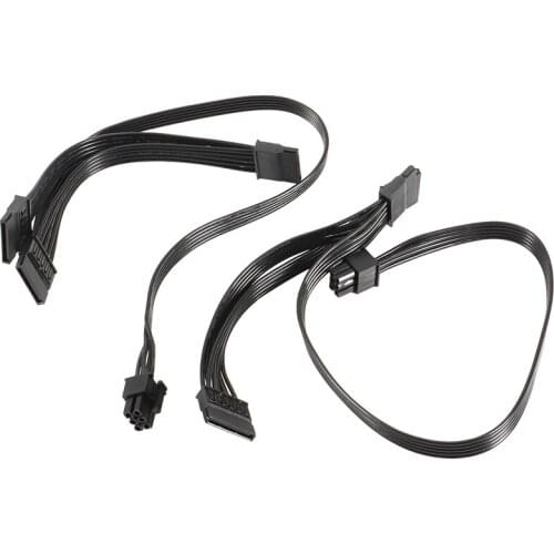 2Pcs 6 Pin to 3X SATA Driver Power Cable for EVGA Supernova 650 750 850 1000 1600 2000 G2 G3 P2 T2 GS