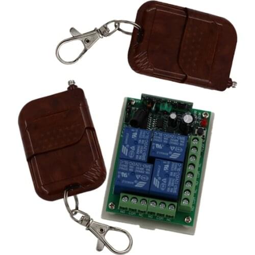 DC 24V 4 Channel RF Wireless Relay Remote Control Lighting Switch System 1CH Relay Independent Work For 2PCS Wireless 315/433