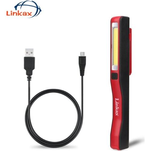 3W COB Magnetic Working Flashlight Top of the lights Flashlight Li-ion AAA Battery Torch USB Cable For Outdoor Camping Light