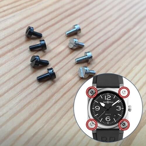 4piece/set Black matte PVD/silvery BR03 watch bezels inserts screw for Bell Ross BR03 42mm original watch case screw parts tools