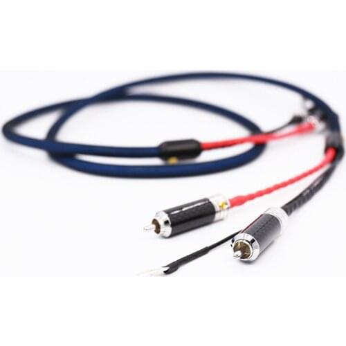 5N 99.998% OFC copper silver plated Tonearm Cable Phono Cable with 2 RCA to 2 RCA Rhodium plated connecto