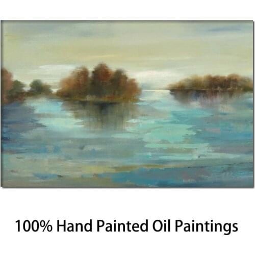 Abstract Oil painting Serenity on the River Silvia Vassileva Painting Modern Canvas art Room decoration High quality Handpainted
