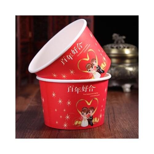 Free shipping 40pcs/lot Chinese style wedding special red paper bowl disposable paper bowl festive supplies