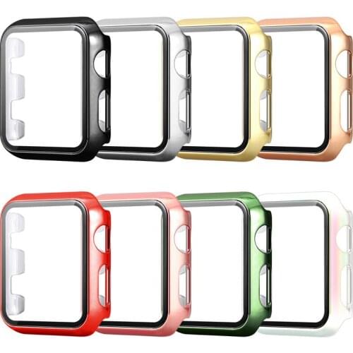 For Apple Watch Protector Case Hight Quality Electroplating PC Case+Tempered Glass Screen Protector For Apple Watch 1/2/3/4/5/6
