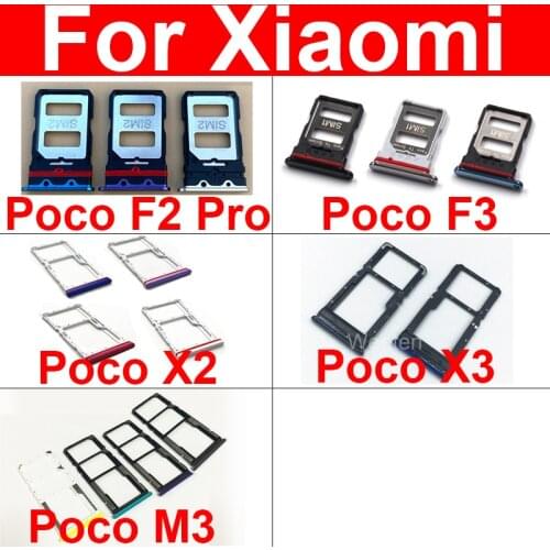 Sim Card Tray Adapter Socket For Xiaomi Poco X2 X3 M2007 J20CG/CT SIM Card Slot SD Memory Card Reader Holder Replacement Part