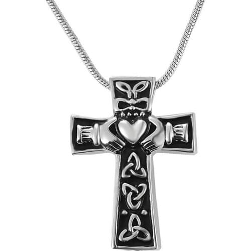 Stainless Steel Memorial Cross Heart Cremation Jewelry for Ashes Urn Keepsake Pendant Necklace