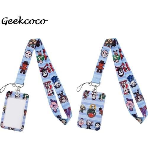 J2169 Horror Movie Character Lanyard Keychain key Badge ID Mobile Phone Rope Cute Gifts Lanyard With Card Holder