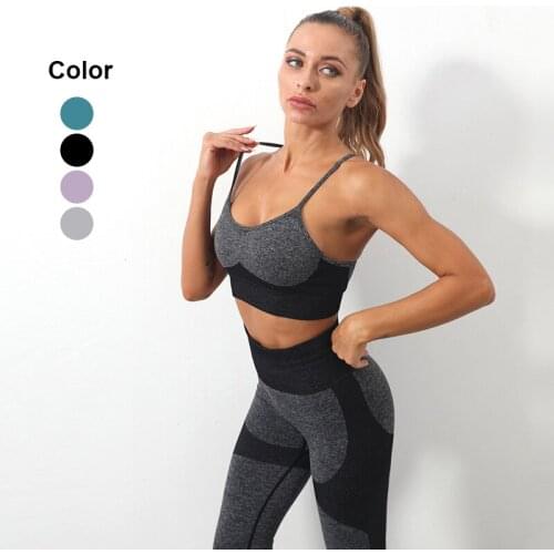 Seamless 2 Piece Yoga Set Sports Bra And Leggings High Waist Workout Gym Suit Tracksuit Sports Outfit Clothes Sportswear Women