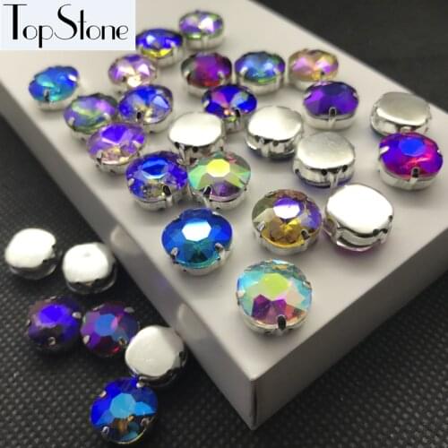TopStone Colors AB 40pcs 12mm Classicial Fat Square Pointback Fancy Stone With Silver Claw Sewing Glass Crystals Beads