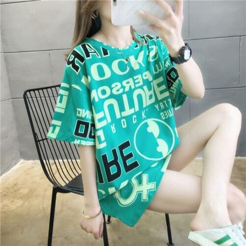 Summer Loose Plus Size Harajuku Shirt Casual Jersey O-Neck Short Sleeve Graphic Tees Women T Shirt Fashion Korean Clothes