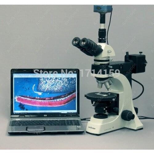 Mineralogy Microscope-AmScope Supplies 50X-1000X EPI Trinocular Infinity Polarizing Microscope + 5MP Camera