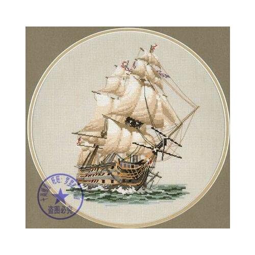 Mm Top Quality lovely counted cross stitch kit ship sailing on the ocean sea against the waves