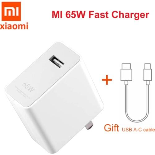 Original Xiaomi Usb Wall Charger 65W PD2.0, PD3.0, PPS/QC 4+ 5A C Cable AC100-240V For Redmi Note 10 9 Pro MI 11 10 Poco X3 K30