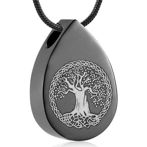 IJD7797 Teardrop Cremation Urn Necklace Tree Print Urn Memorial Jewelry Ashes Holder Keepsake Waterdrop Pendant Necklace