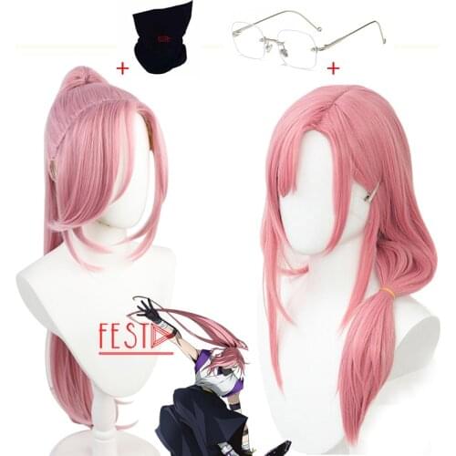 2 Styles Anime SK8 The Infinity Cherry Blossom Cosplay Wig Pink Ponytail Wig Glasses Heat-resistant Fiber Hair + Free Wig Cap